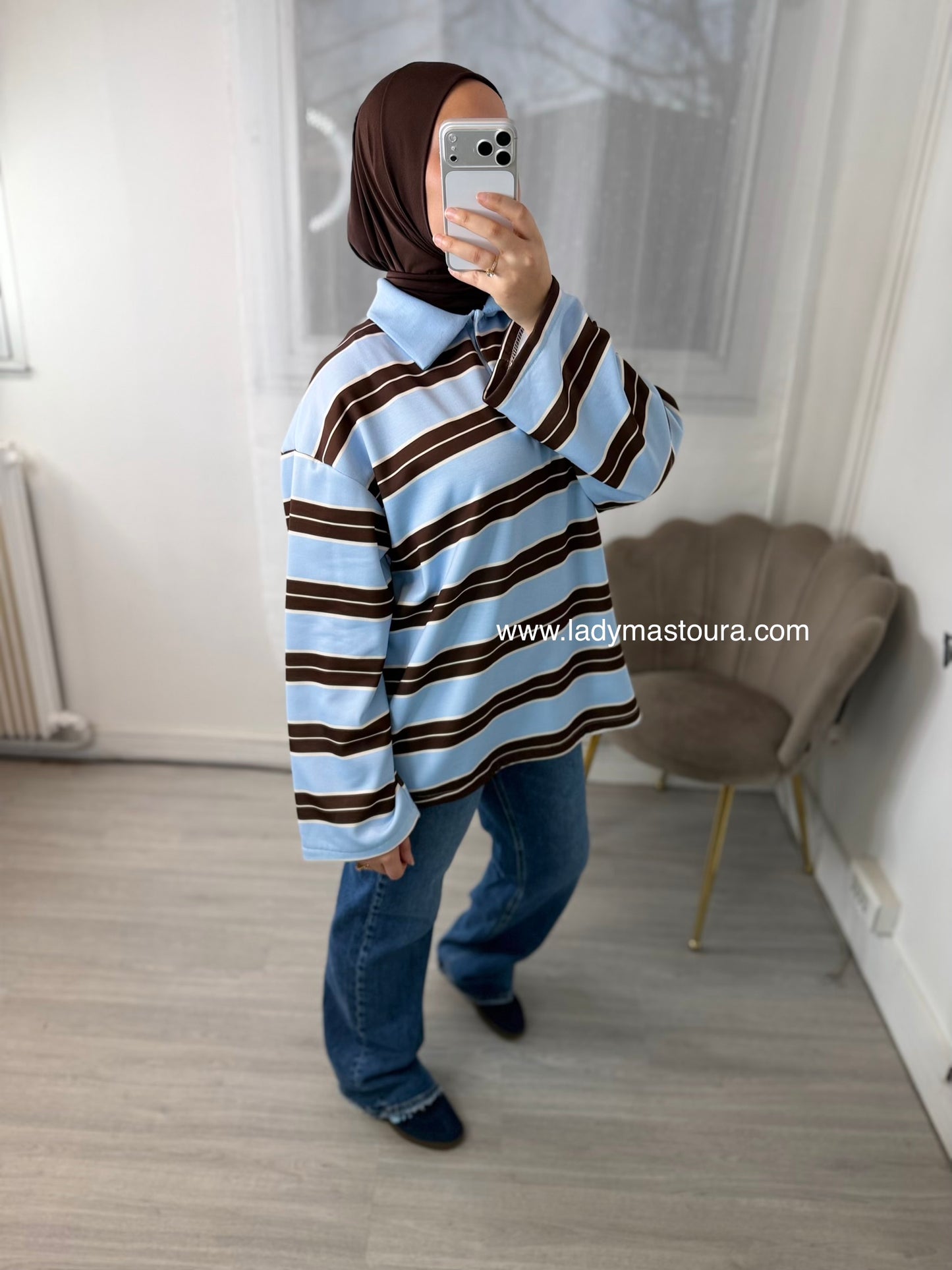 Polo à rayures - Bleu