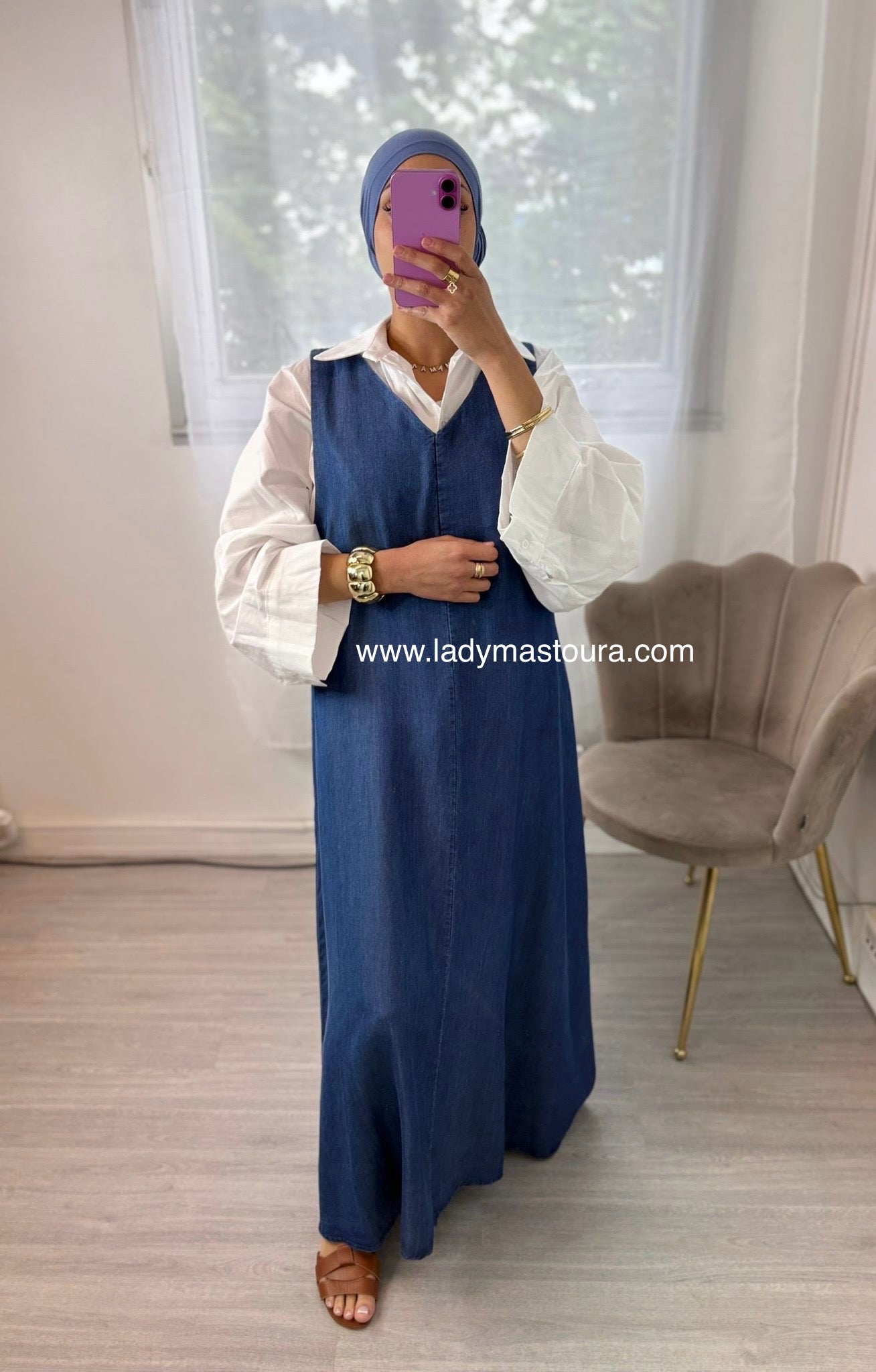 Robe Denim sans manches - Bleu Foncé