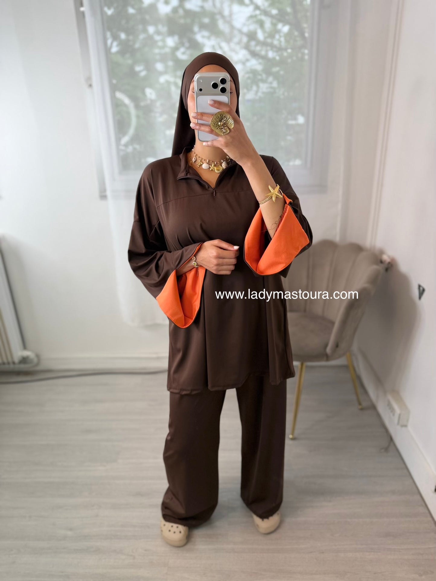 Burkini Bicolore - Chocolat et Orange