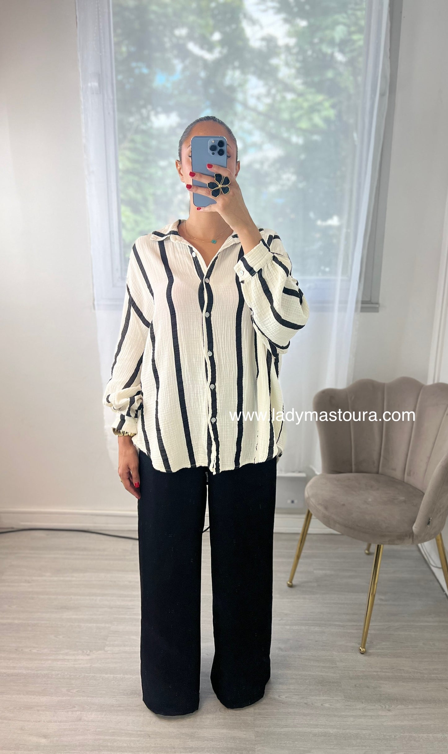 Chemise Gaz de coton - Noire