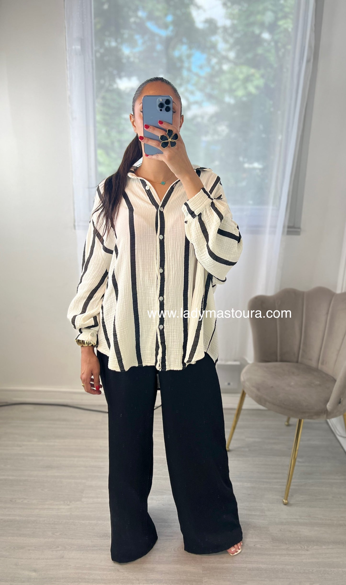 Chemise Gaz de coton - Noire