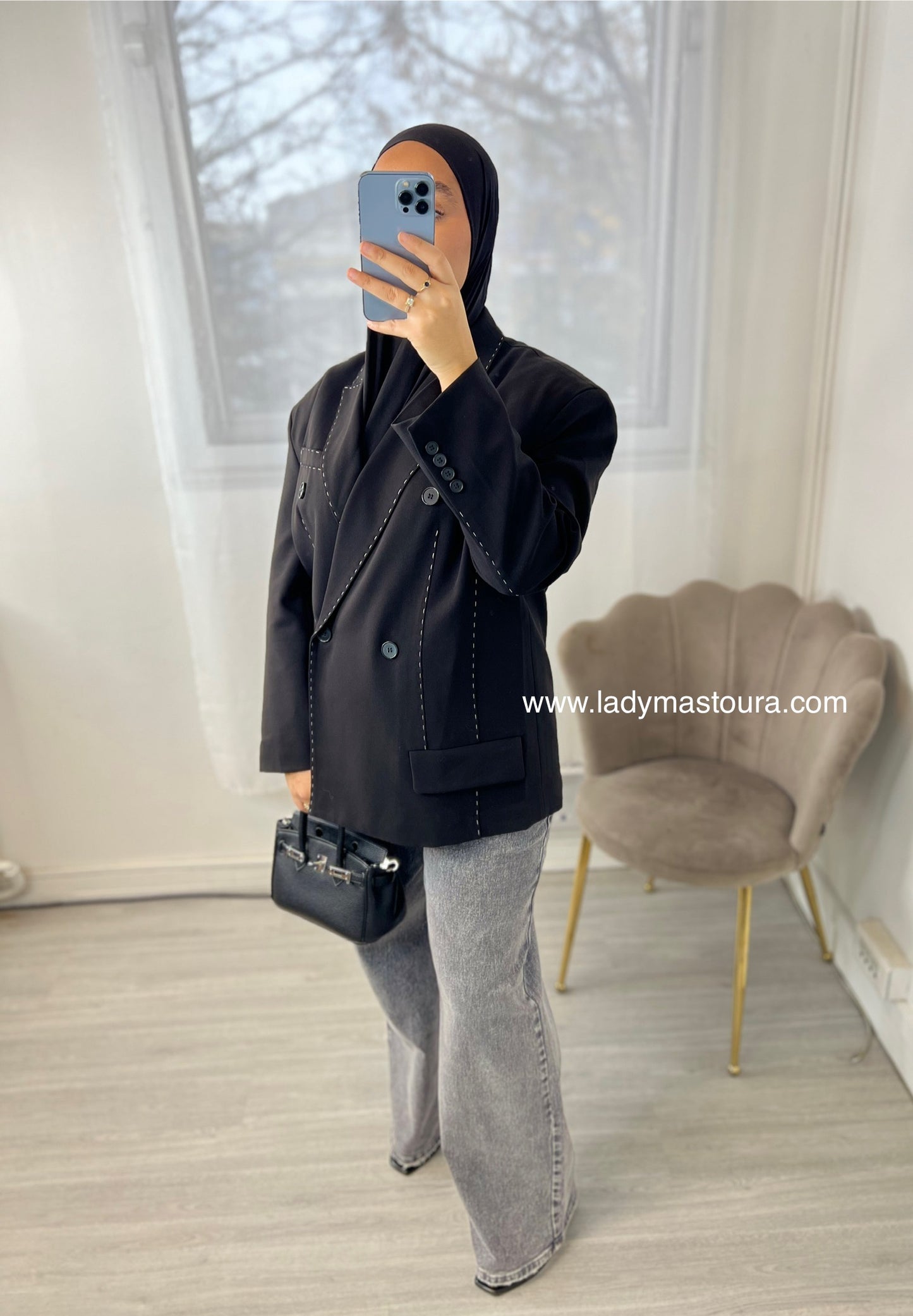 Blazer surpiqué - Noire