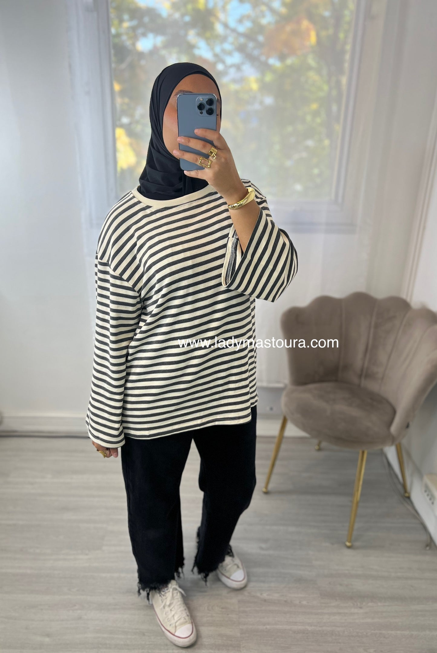 Pull Marinière - Gris Foncé