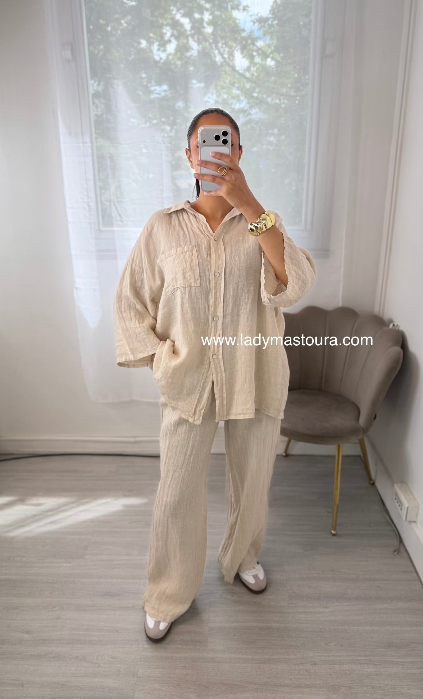 Ensemble 100% lin - Beige