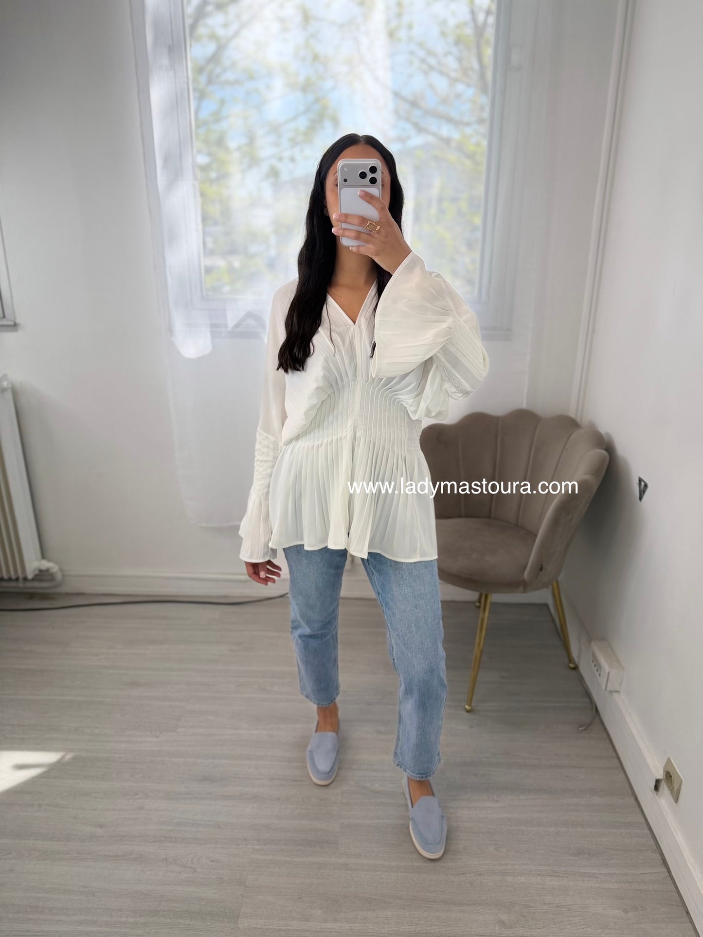Blouse à volant - Blanche