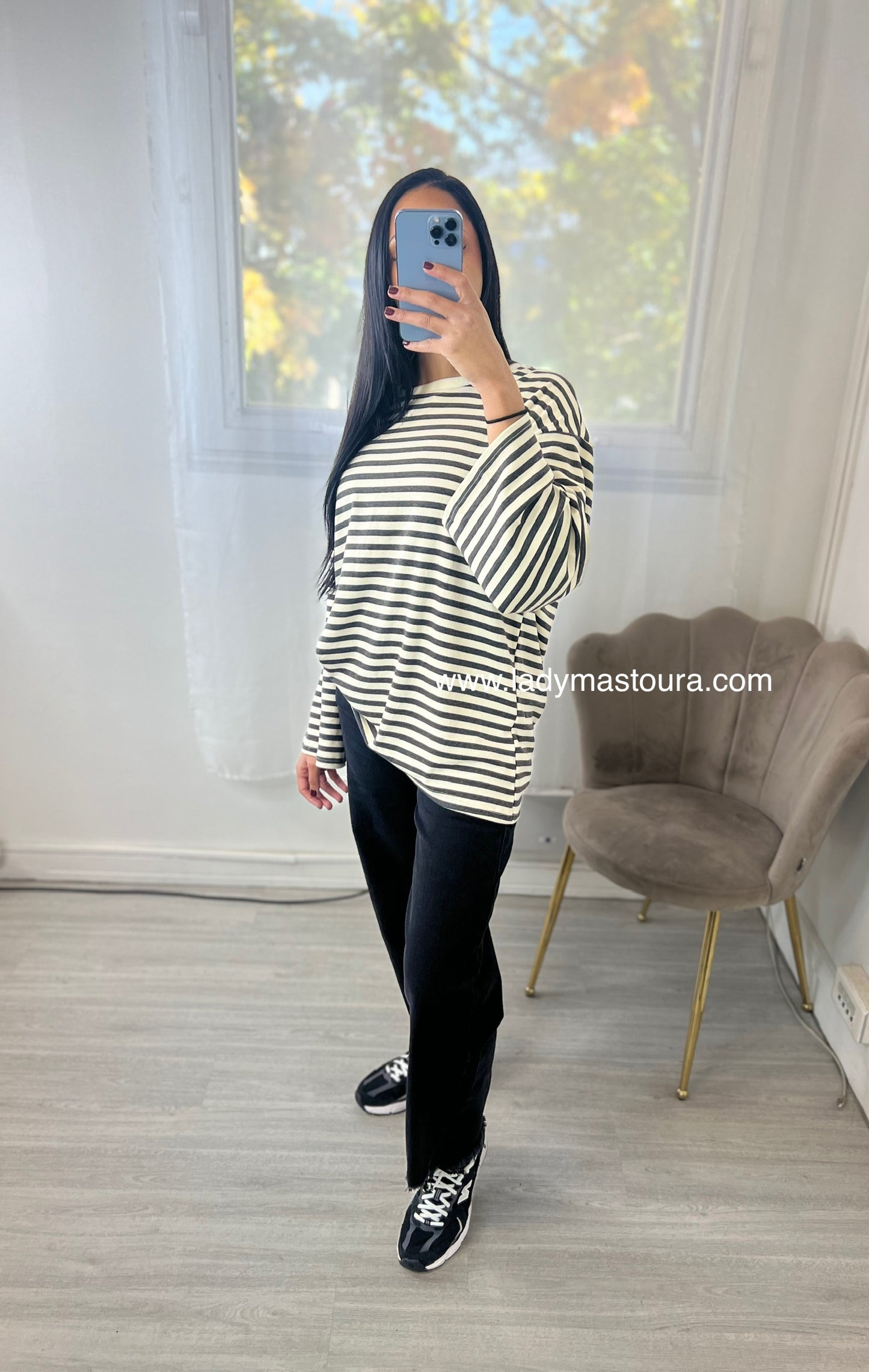 Pull Marinière - Gris Foncé