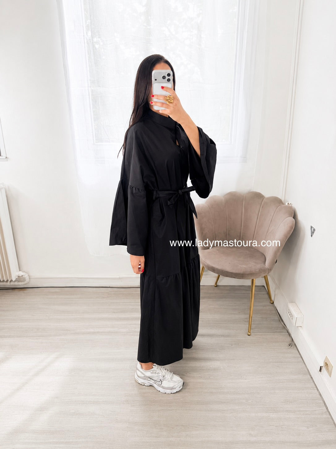 Robe en popeline - Noire