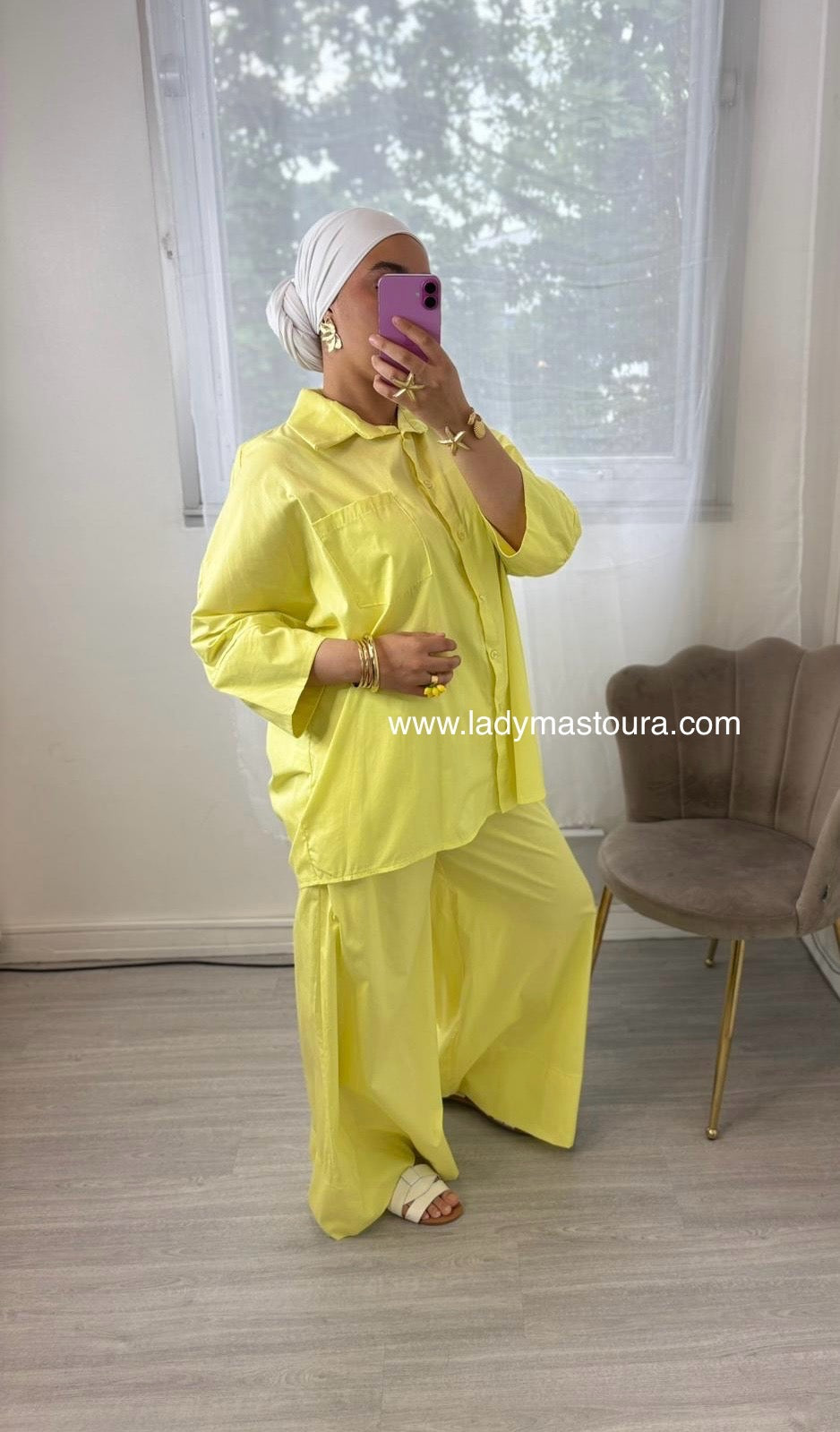 Ensemble en popeline Pantalon - Jaune