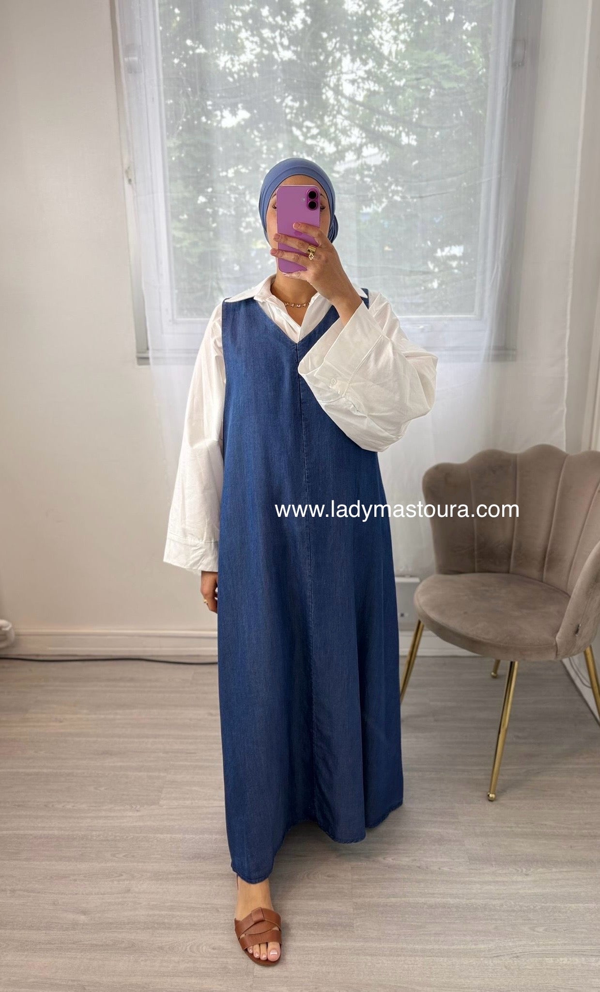 Robe Denim sans manches - Bleu Foncé
