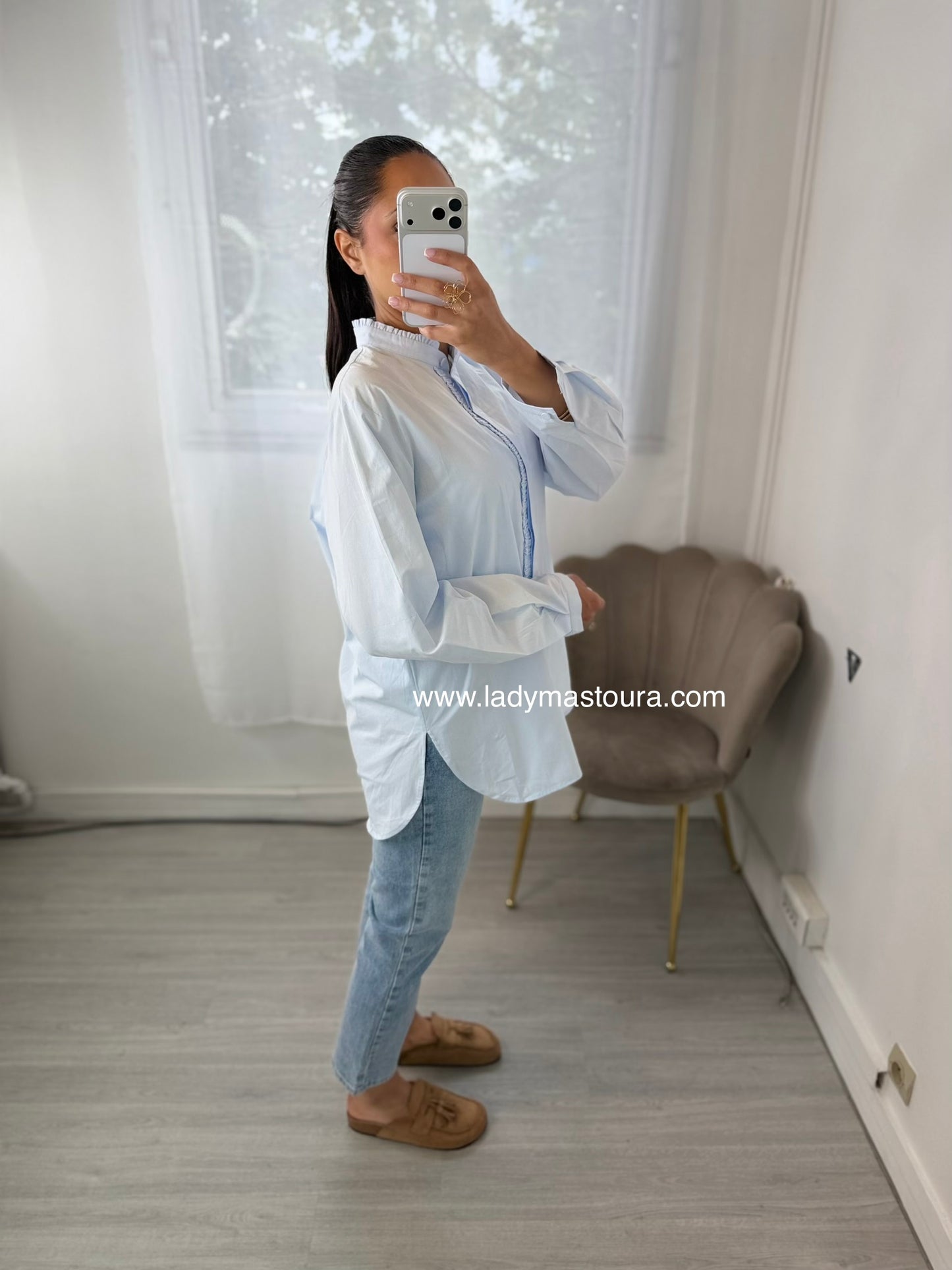 Chemise à col - Bleue
