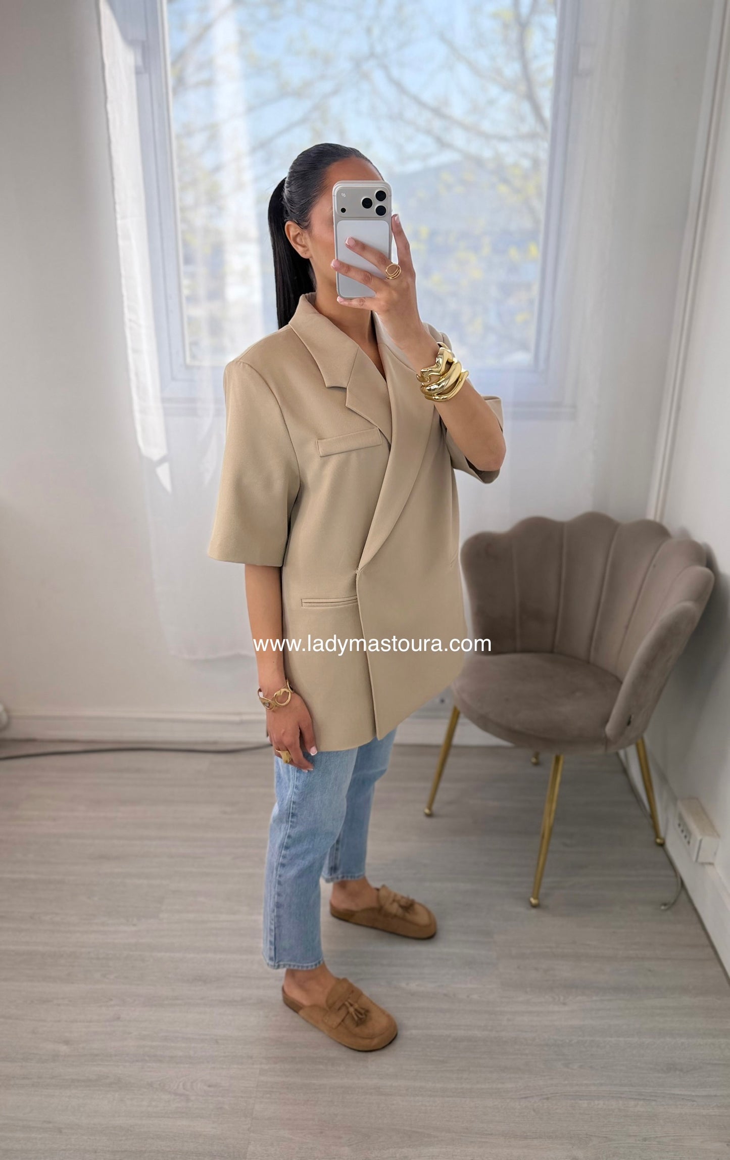 Blazer manches courtes - Beige