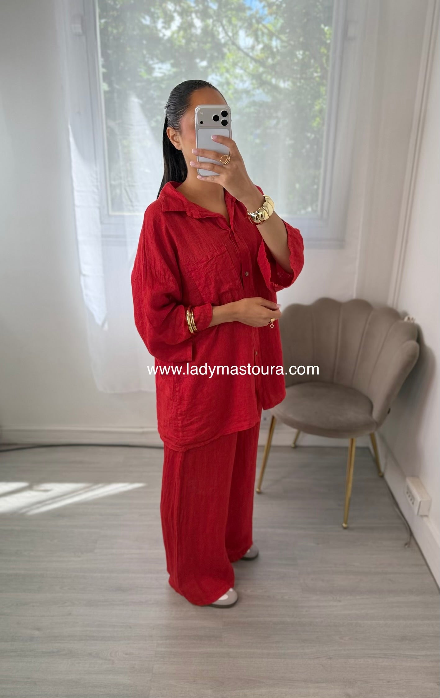 Ensemble 100% lin - Rouge