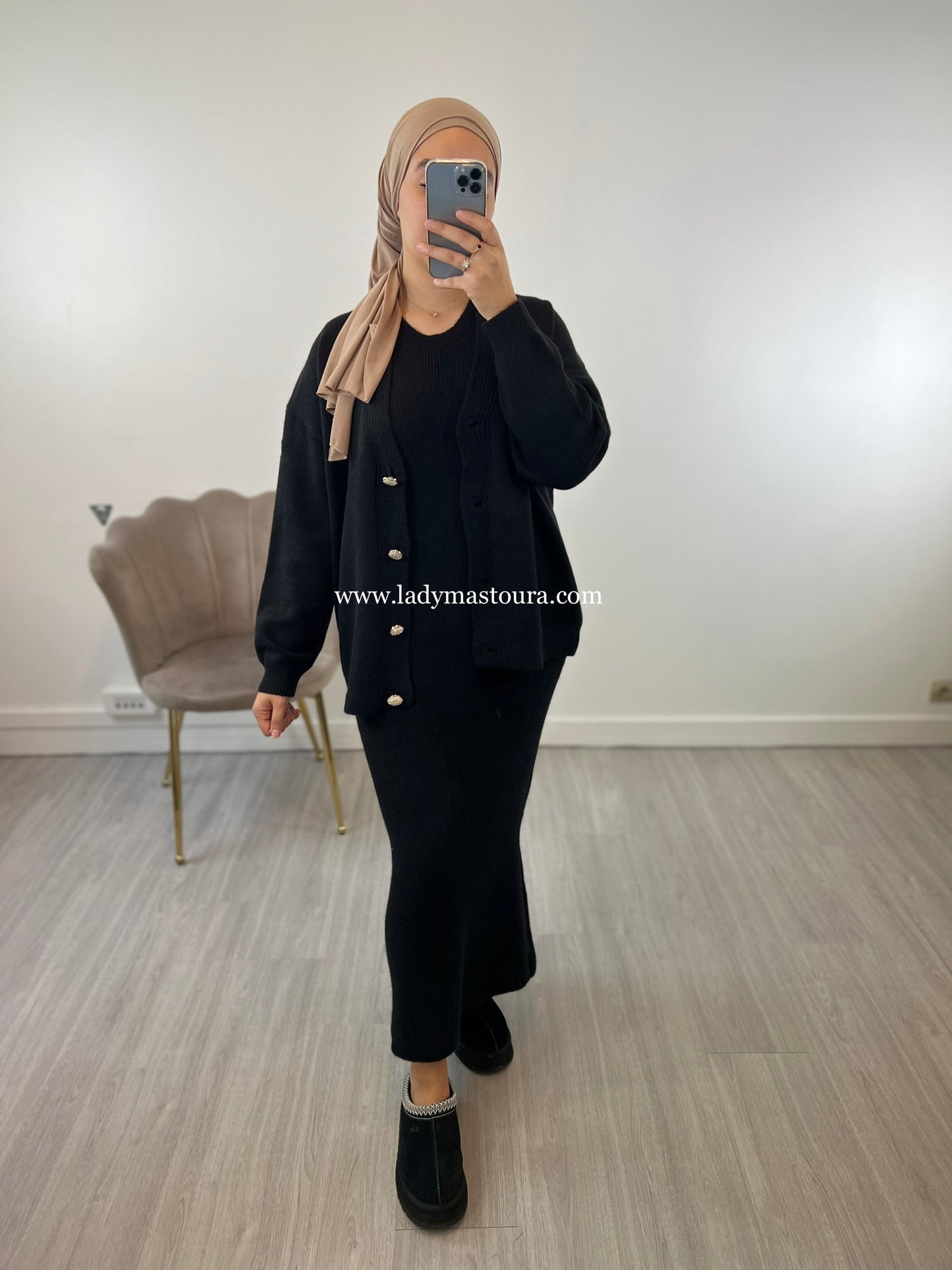 Set Gilet et robe sans manche - Noire