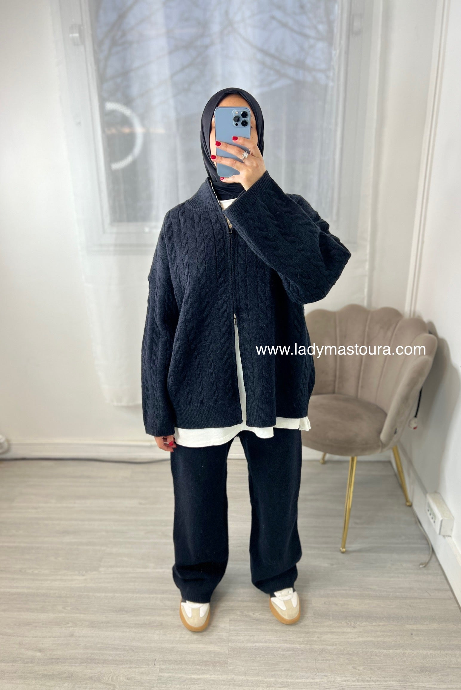 Ensemble en maille Mounia - Noir