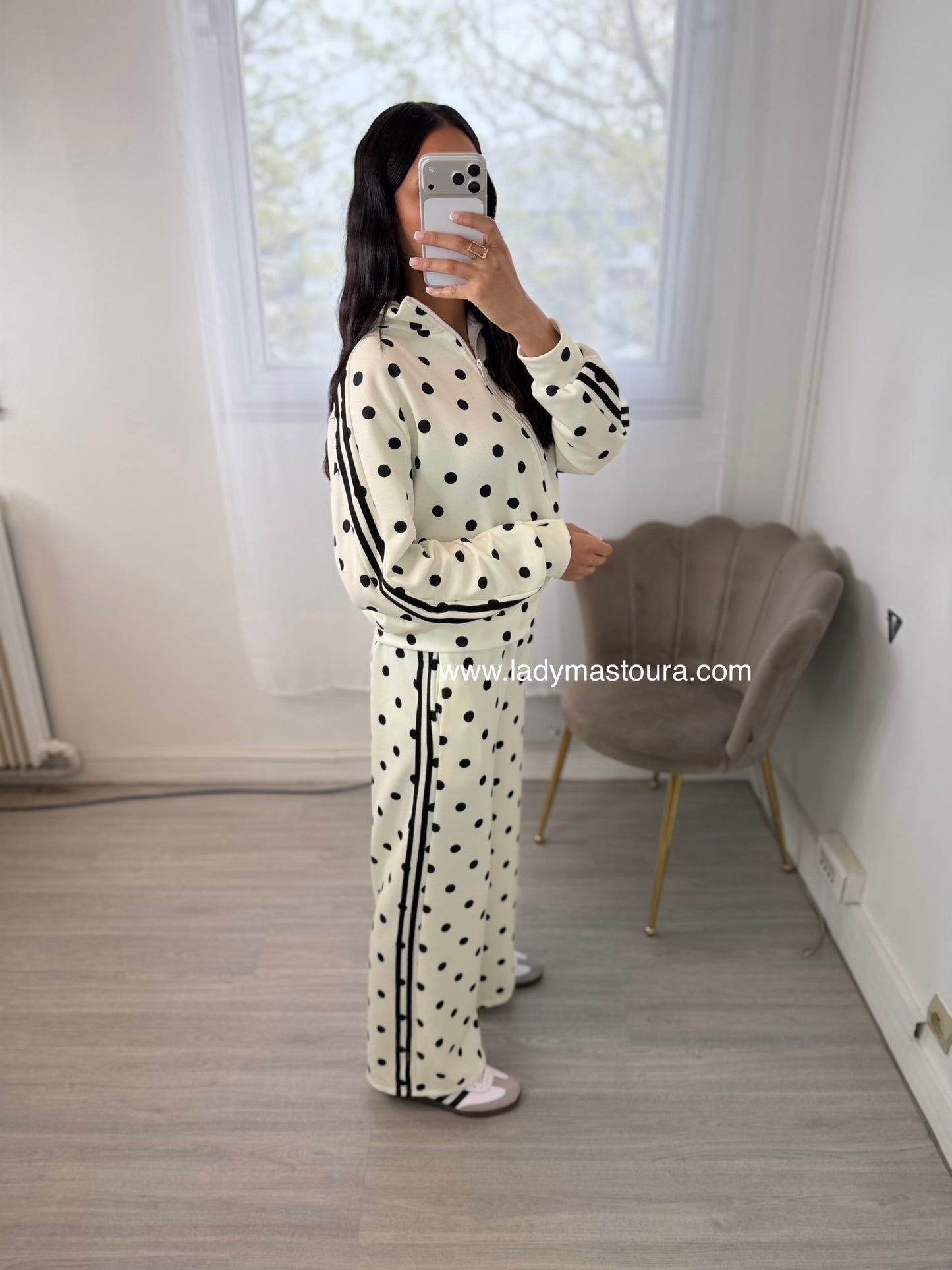 Ensemble à pois - Blanc