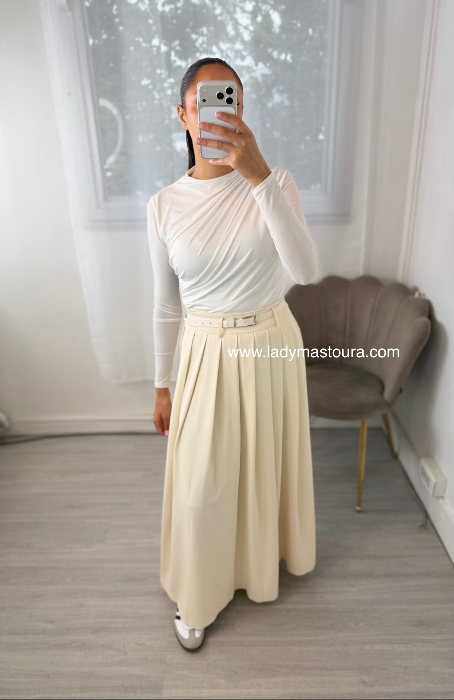Jupe Crème avec ceinture