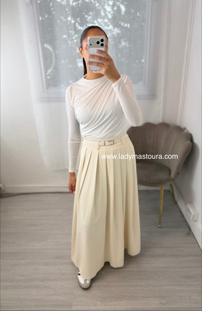 Jupe Crème avec ceinture