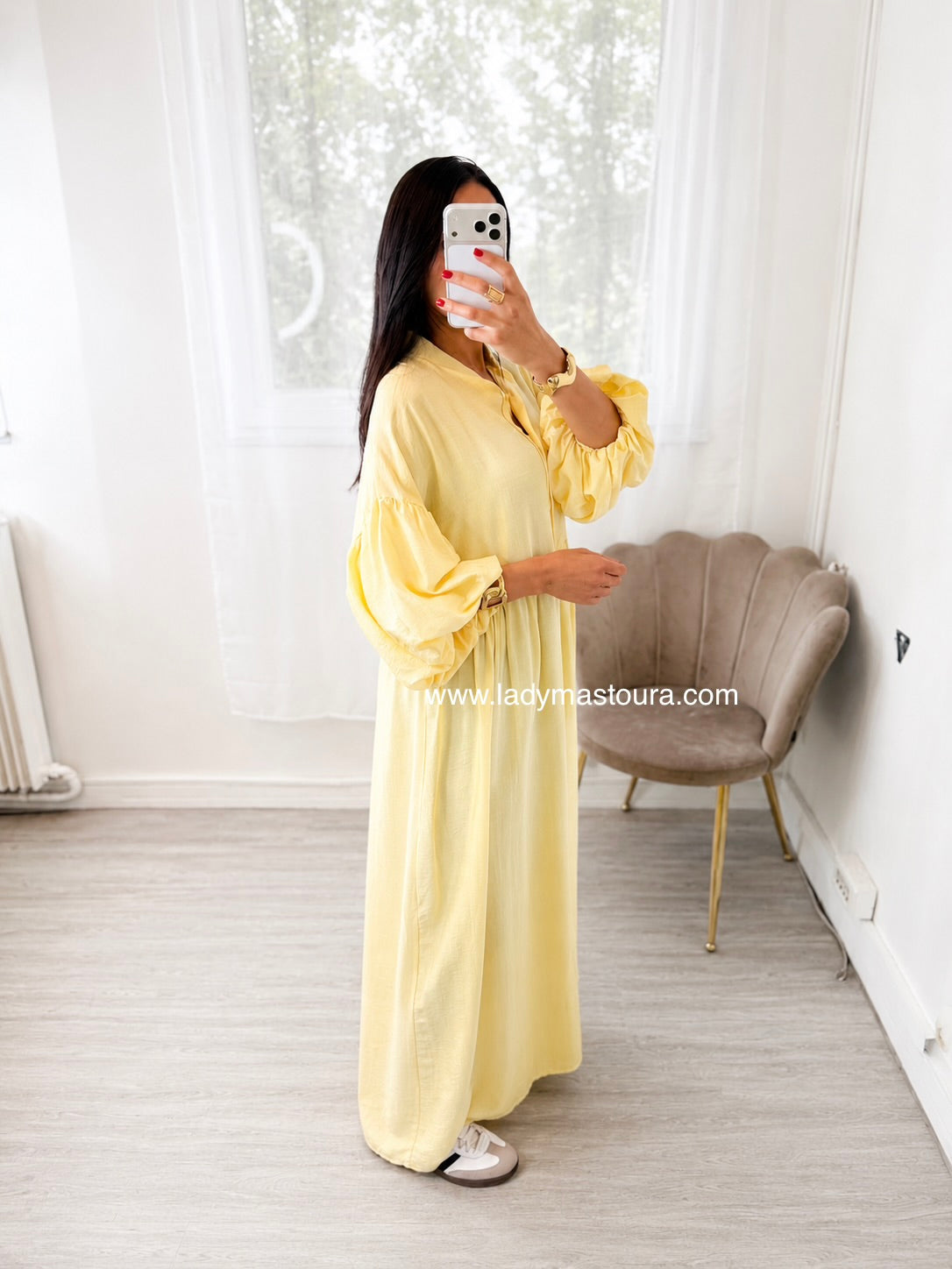 Robe Manche 3/4 - Jaune