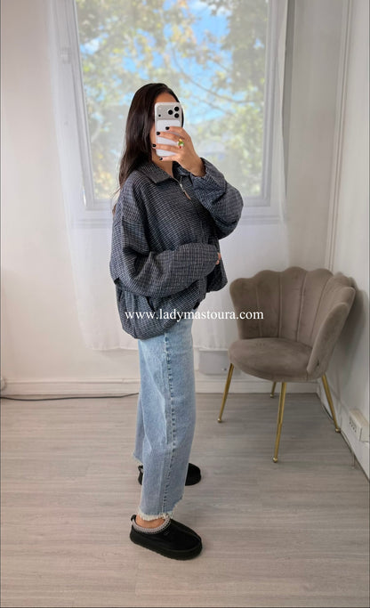 Veste à Carreaux à Zip