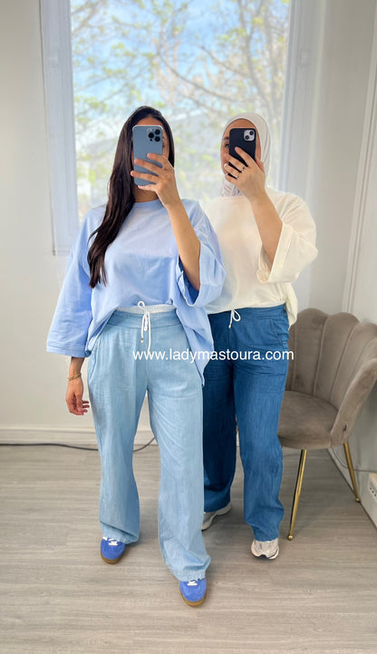 Pantalon en denim fluide - Bleu foncé