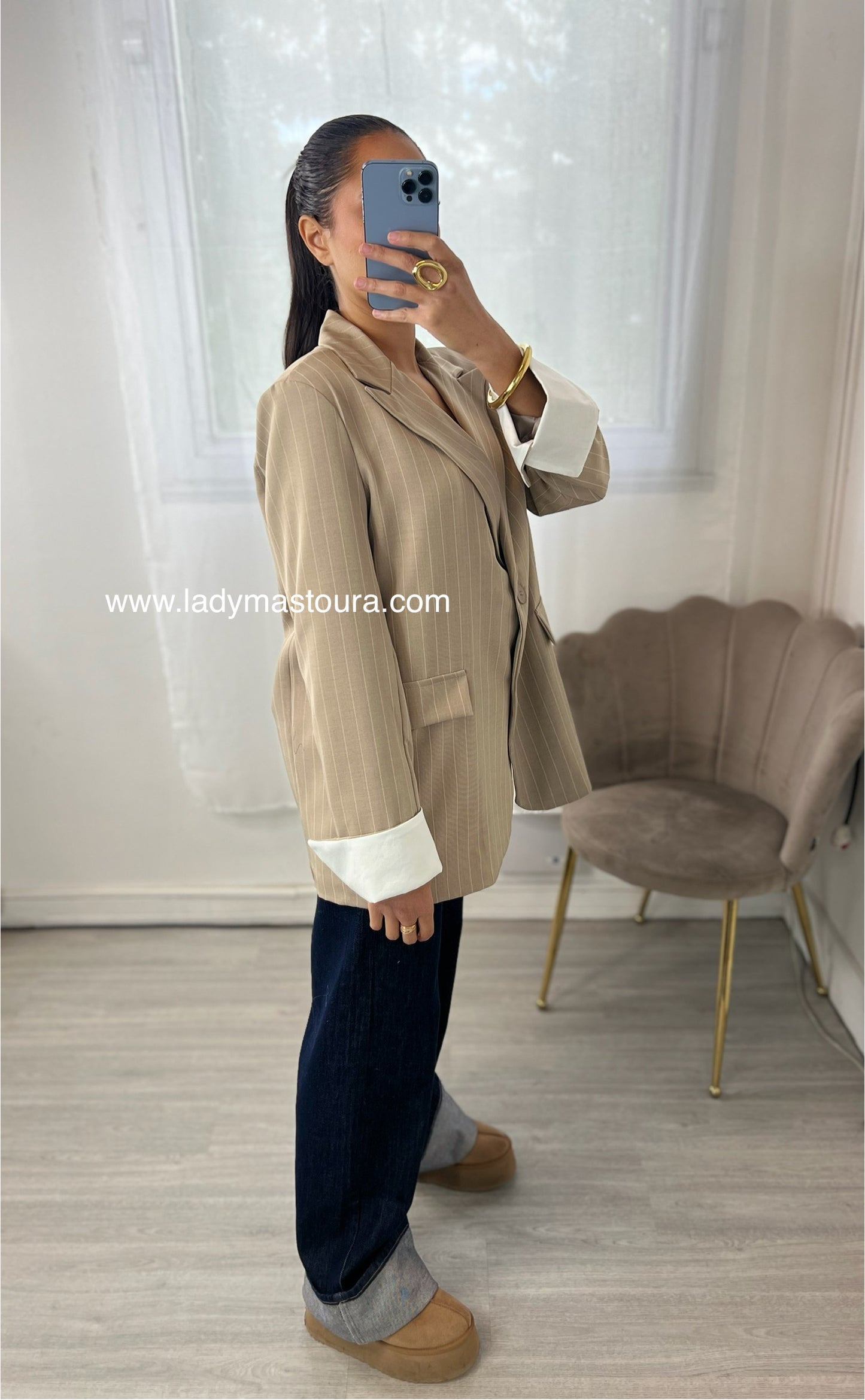 Blazer Rayé - Taupe