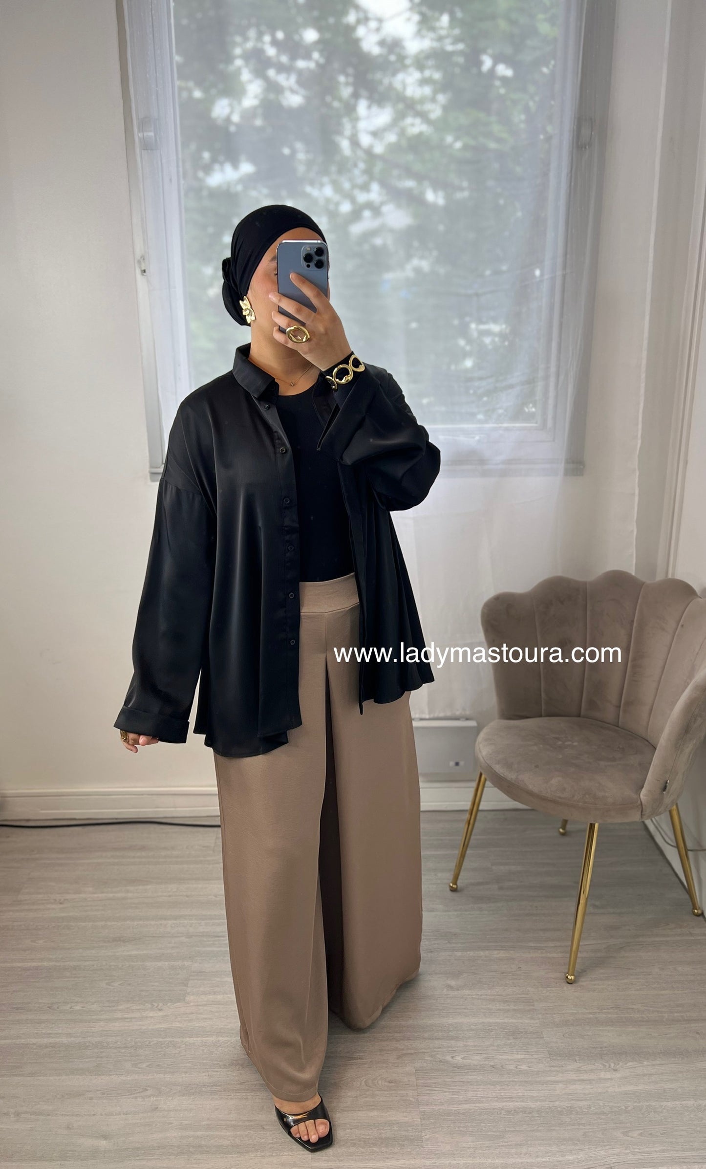 Pantalon fluide large - Taupe