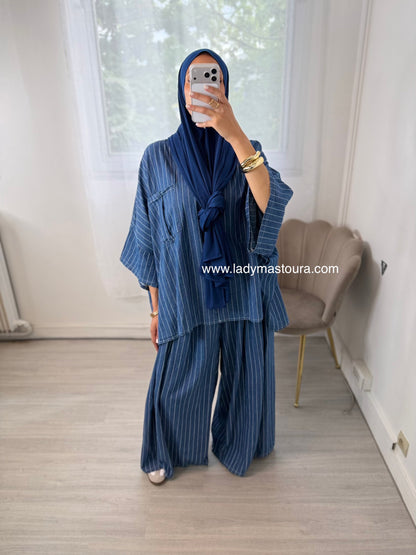 Ensemble rayé Bleu