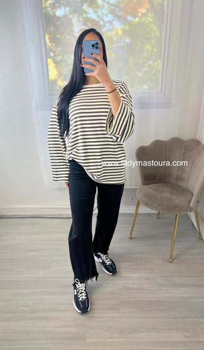 Pull Marinière - Gris Foncé
