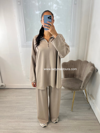 Ensemble Zip - Taupe