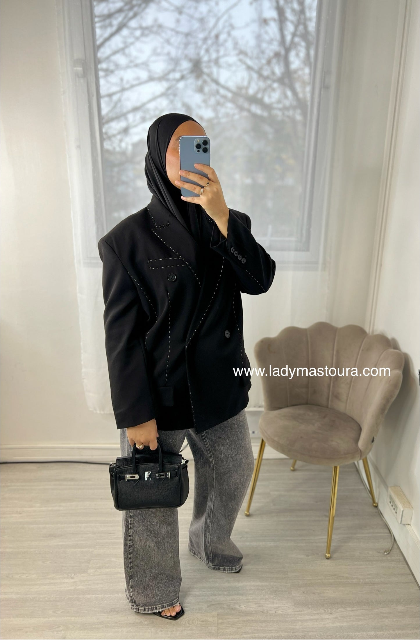 Blazer surpiqué - Noire