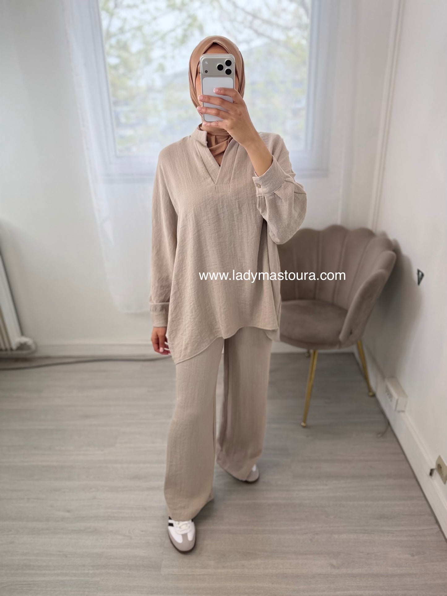 Ensemble Jamila - Taupe (Effet Lin)