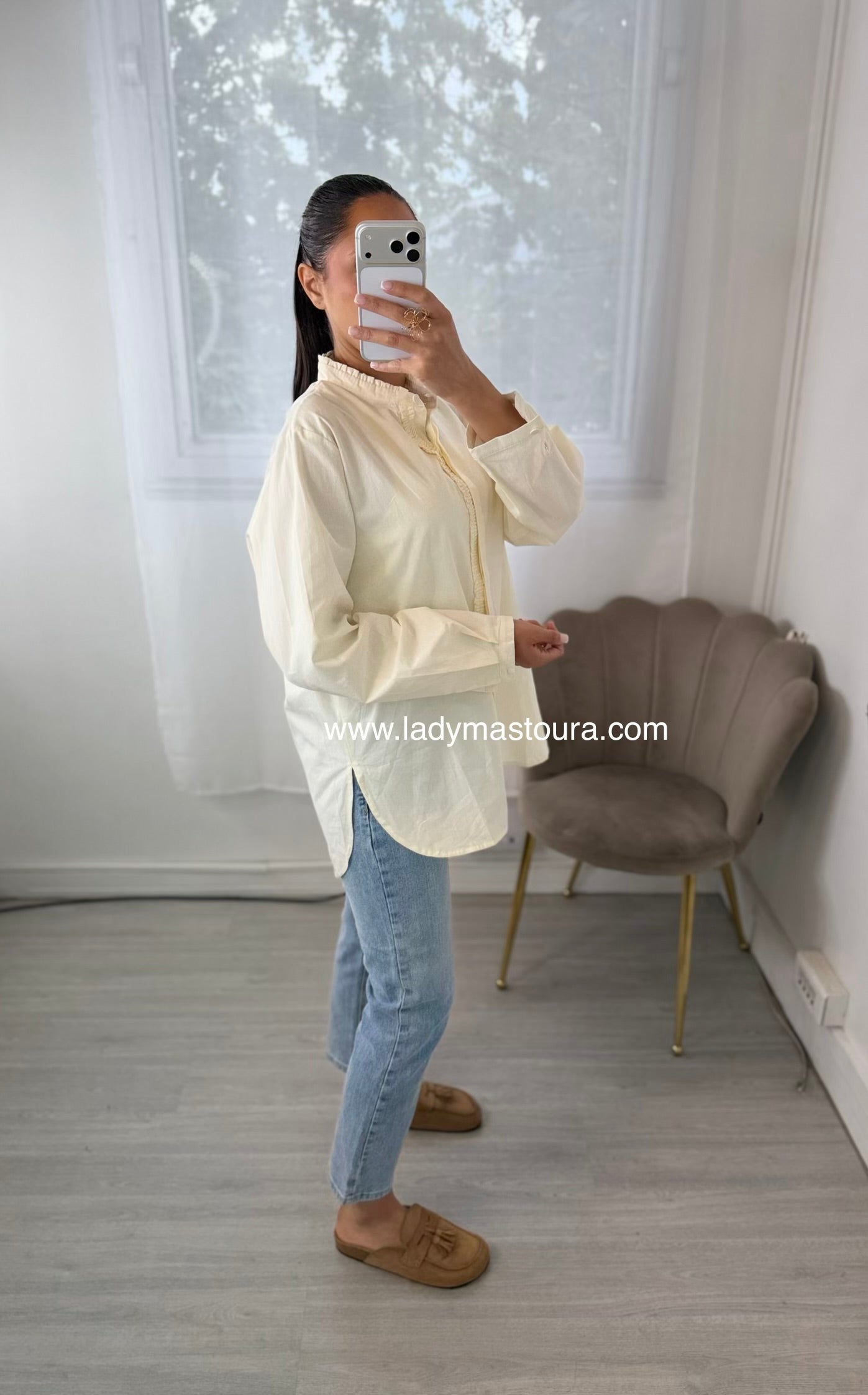 Chemise à col - Crème