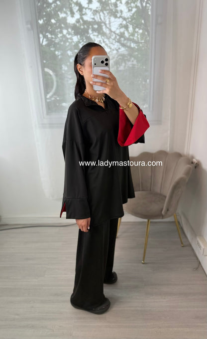 Burkini Bicolore - Noir et rouge