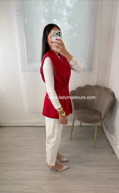 Blazer sans manches - Rouge
