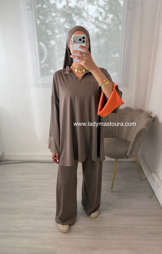 Burkini Bicolore - Taupe et Orange