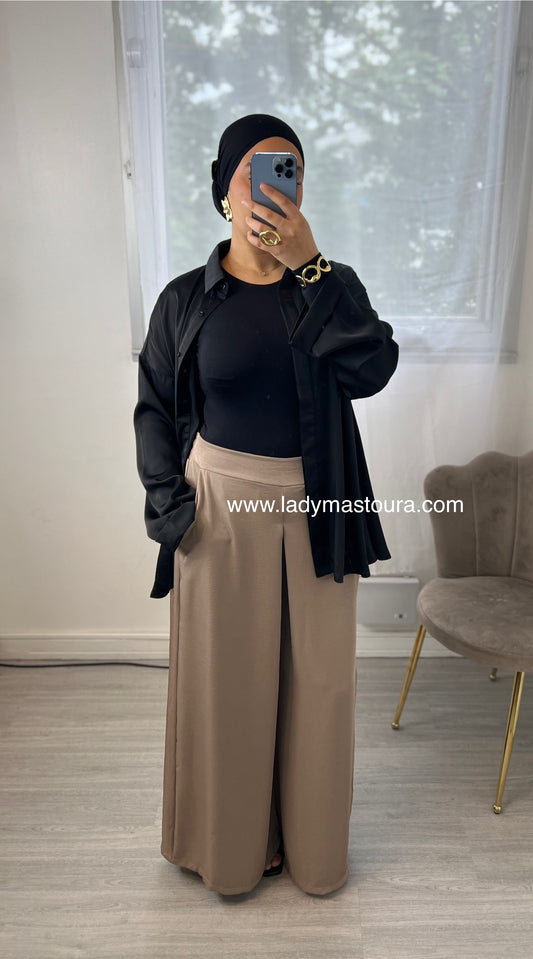 Pantalon fluide large - Taupe