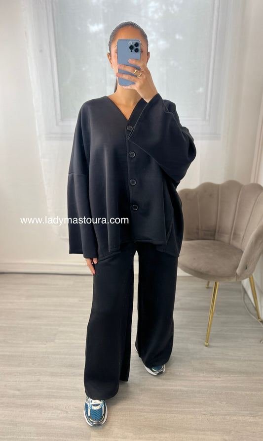 Ensemble Comfy à bouton - Noir