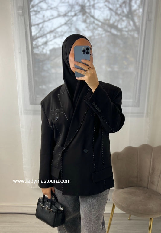 Blazer surpiqué - Noire