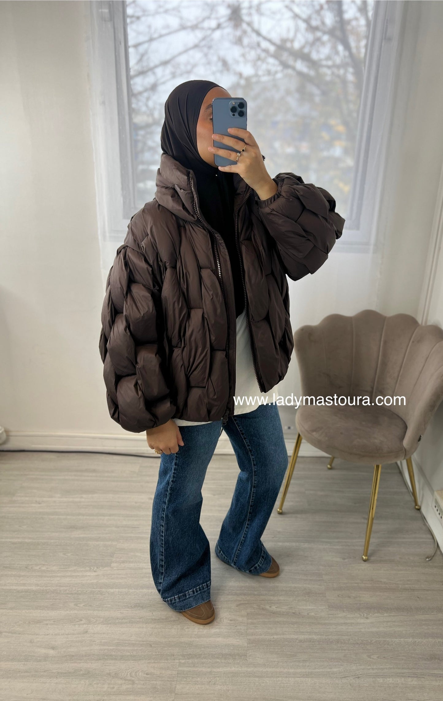 Doudoune tressée - choco Précommande expédition le 22 novembre