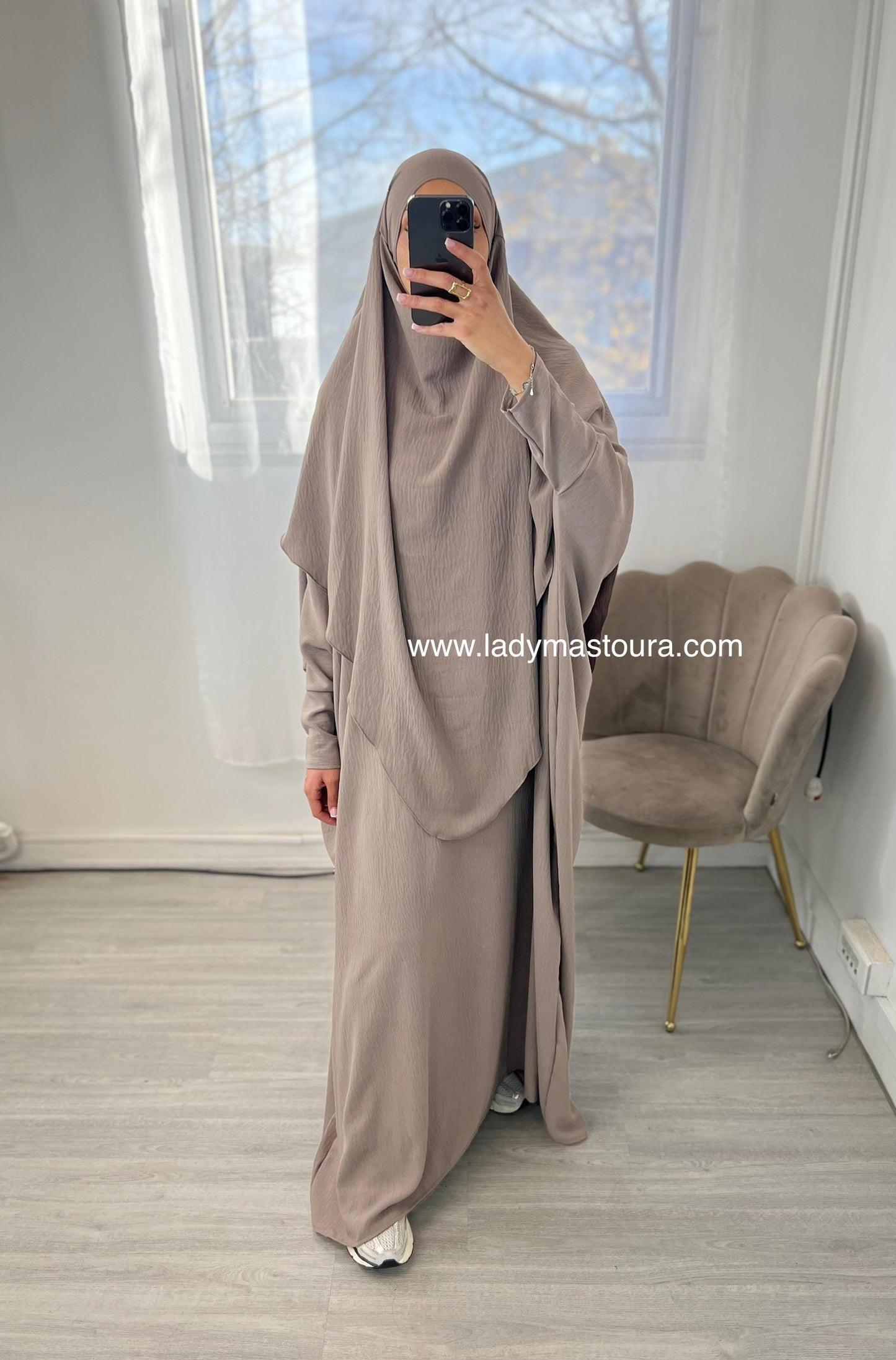 Ensemble Khimar + Abaya en jazz - Taupe