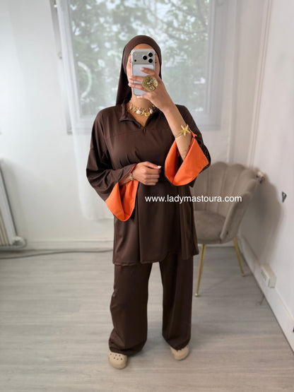 Burkini Bicolore - Chocolat et Orange
