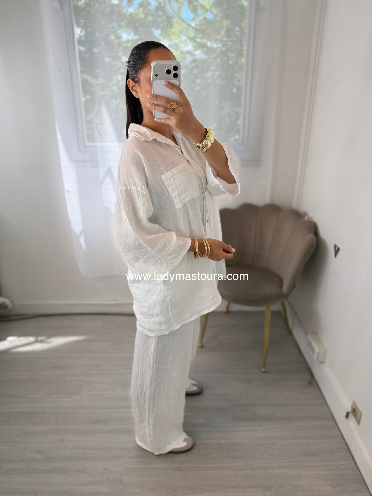 Ensemble 100% lin - Blanc