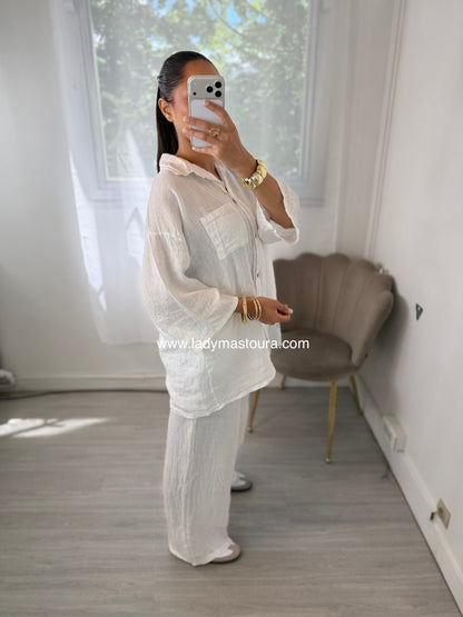 Ensemble 100% lin - Blanc