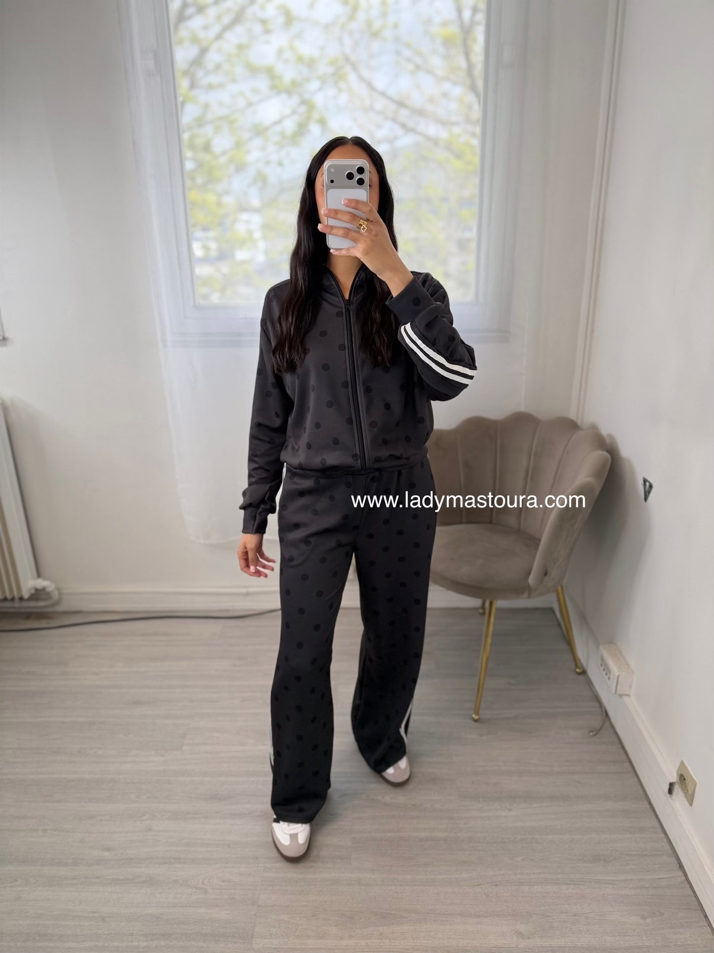 Ensemble à pois - Noir