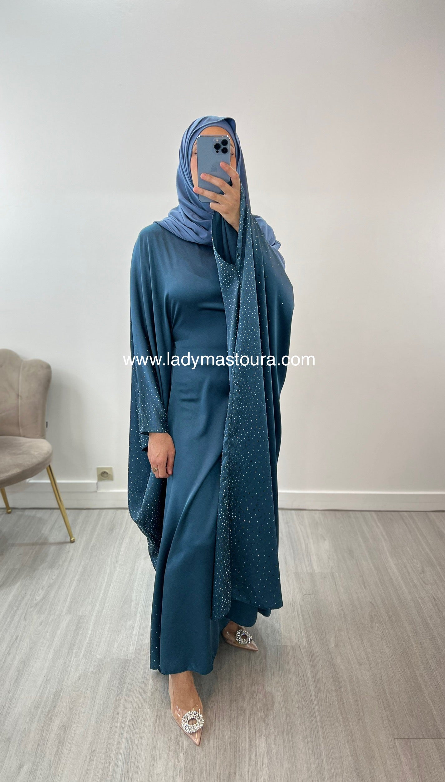 Abaya Farasha Rhadia - Bleu canard