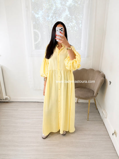 Robe Manche 3/4 - Jaune