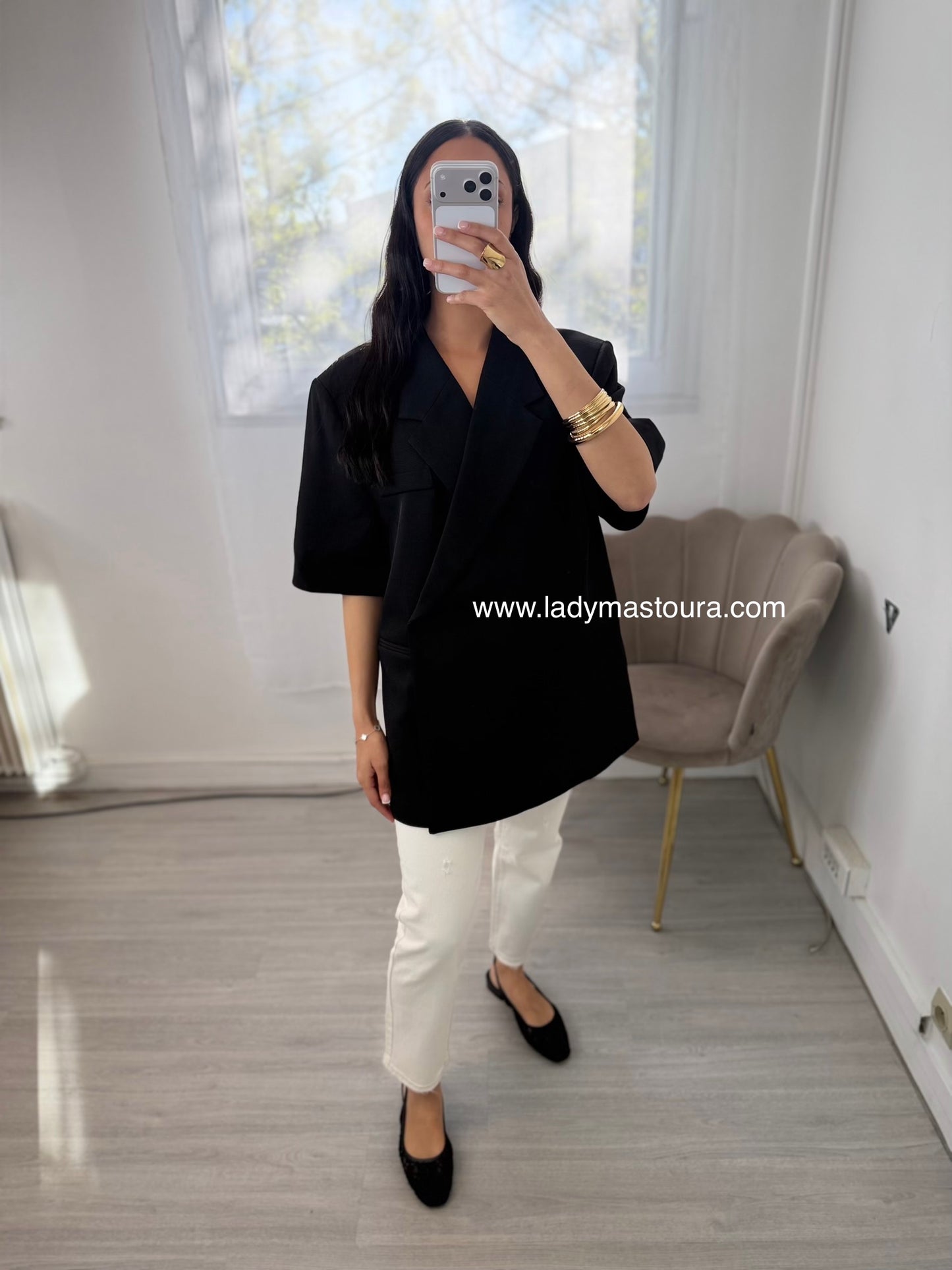Blazer manches courtes - Noir