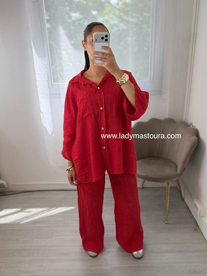 Ensemble 100% lin - Rouge