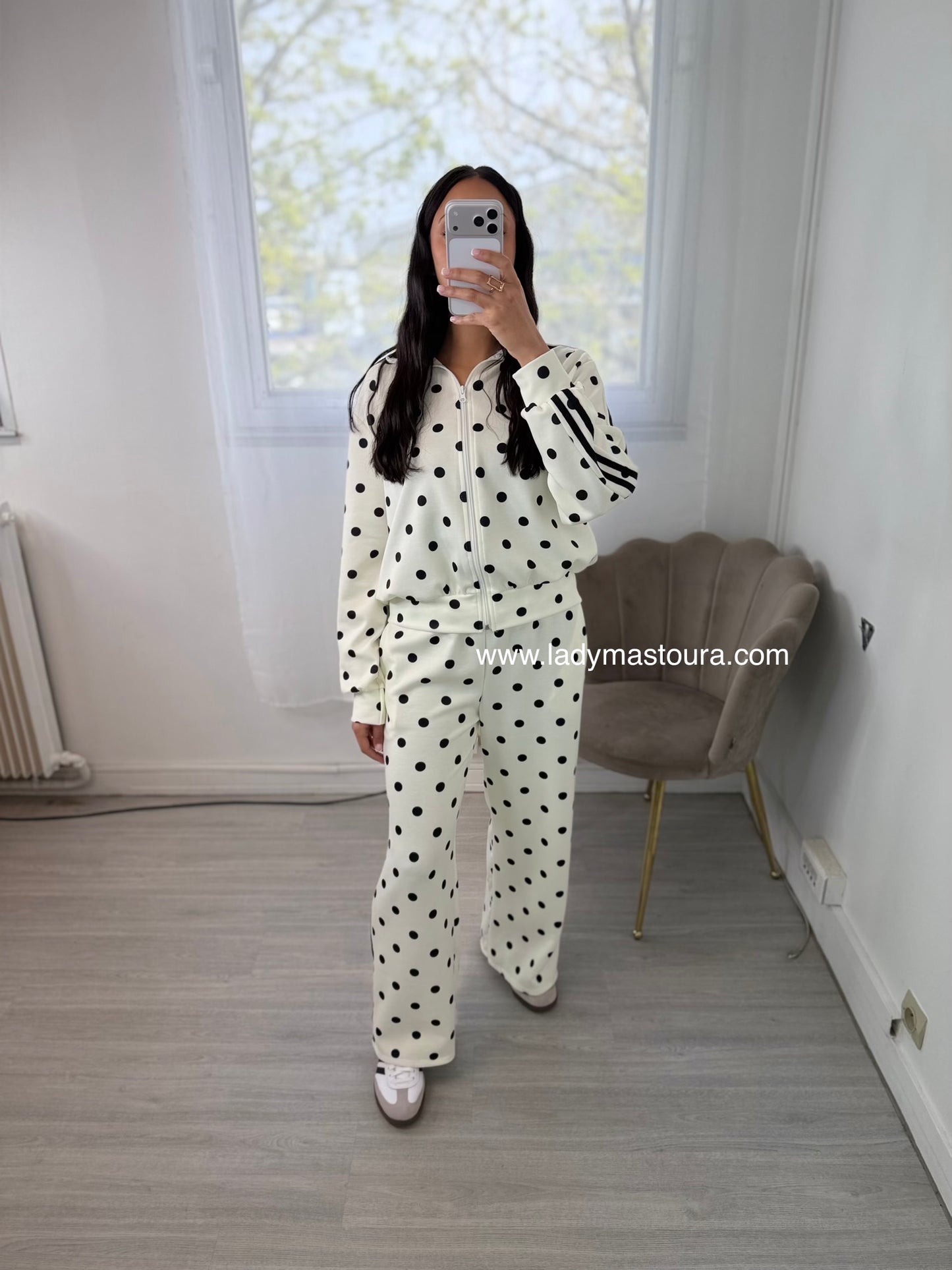 Ensemble à pois - Blanc