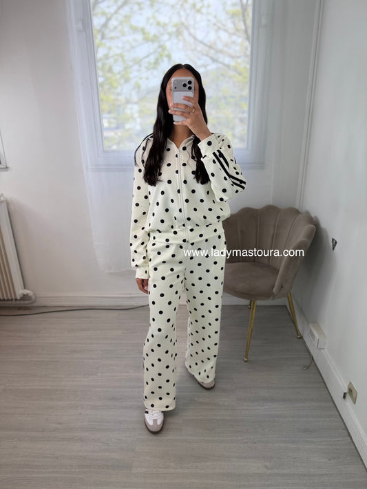 Ensemble à pois - Blanc